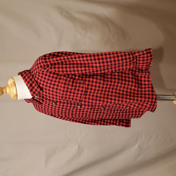 4T Boys Long Sleeve, Red & Black Plaid, Button Up Shirt by Carter's - Picture 3 of 8